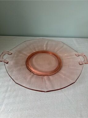 Pink Glass Serving Platter with Handles - Elegant Home Dining Tray